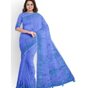 Women's Fashionable Half Silk Cut Work Saree